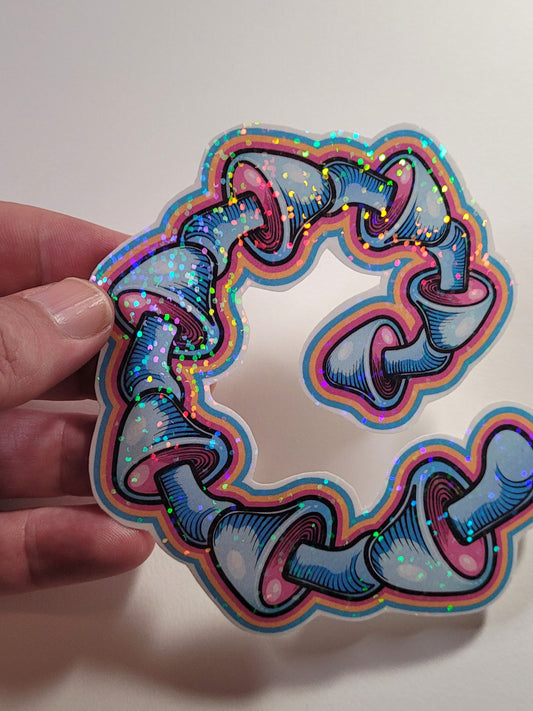 Psychedelic Swirling Mushroom Sticker