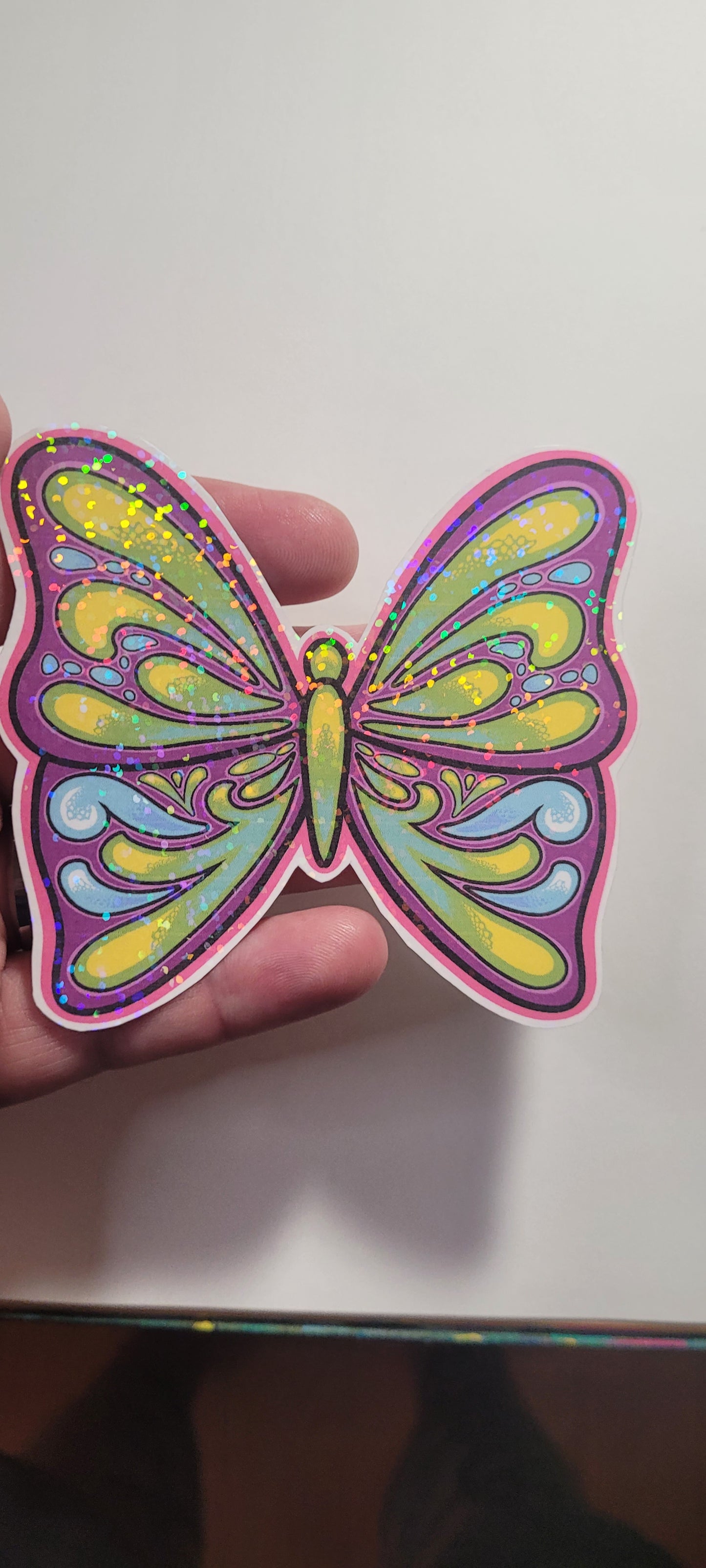 Holographic Buttefly Sticker- Green Glow
