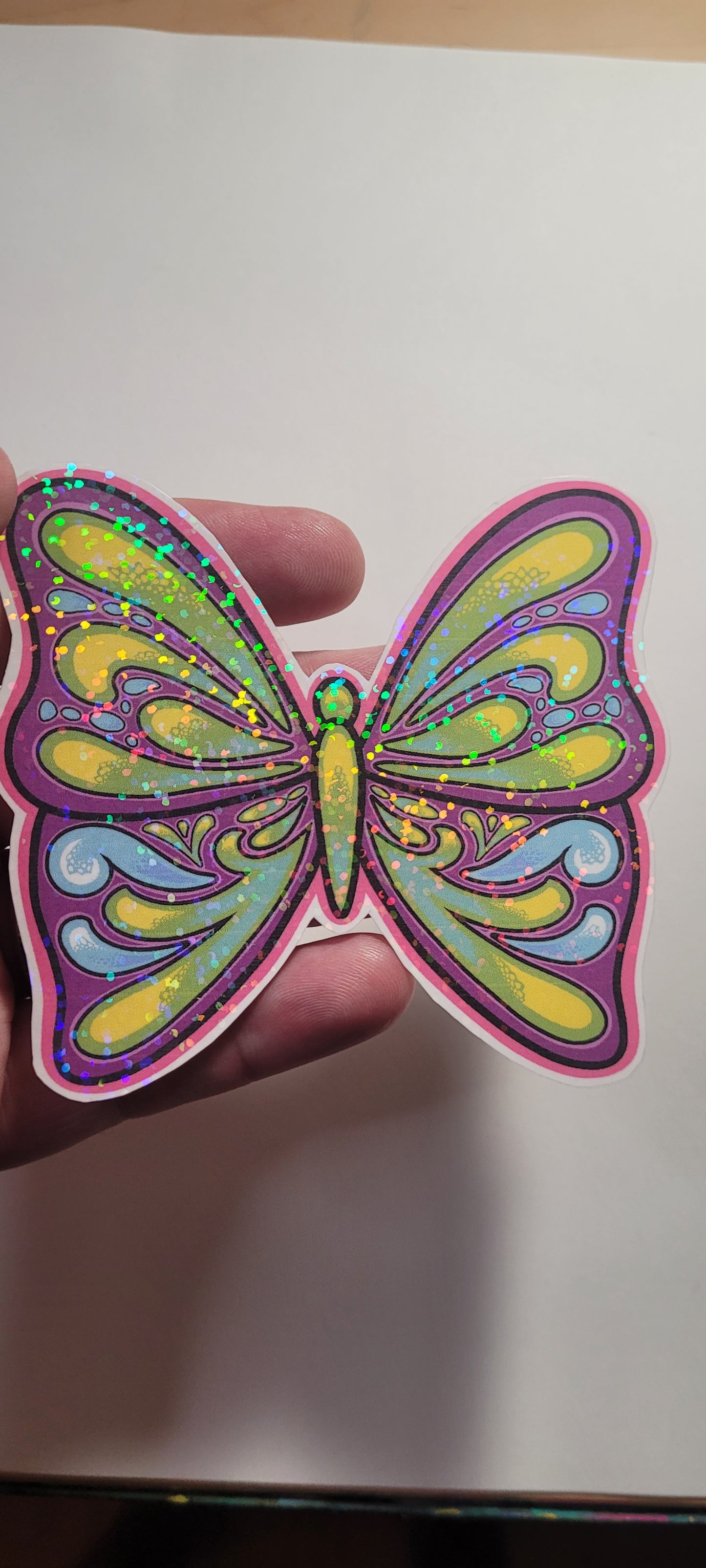 Holographic Buttefly Sticker- Green Glow