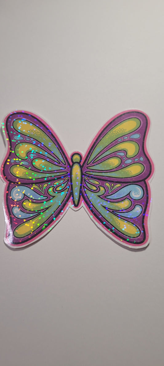 Holographic Buttefly Sticker- Green Glow