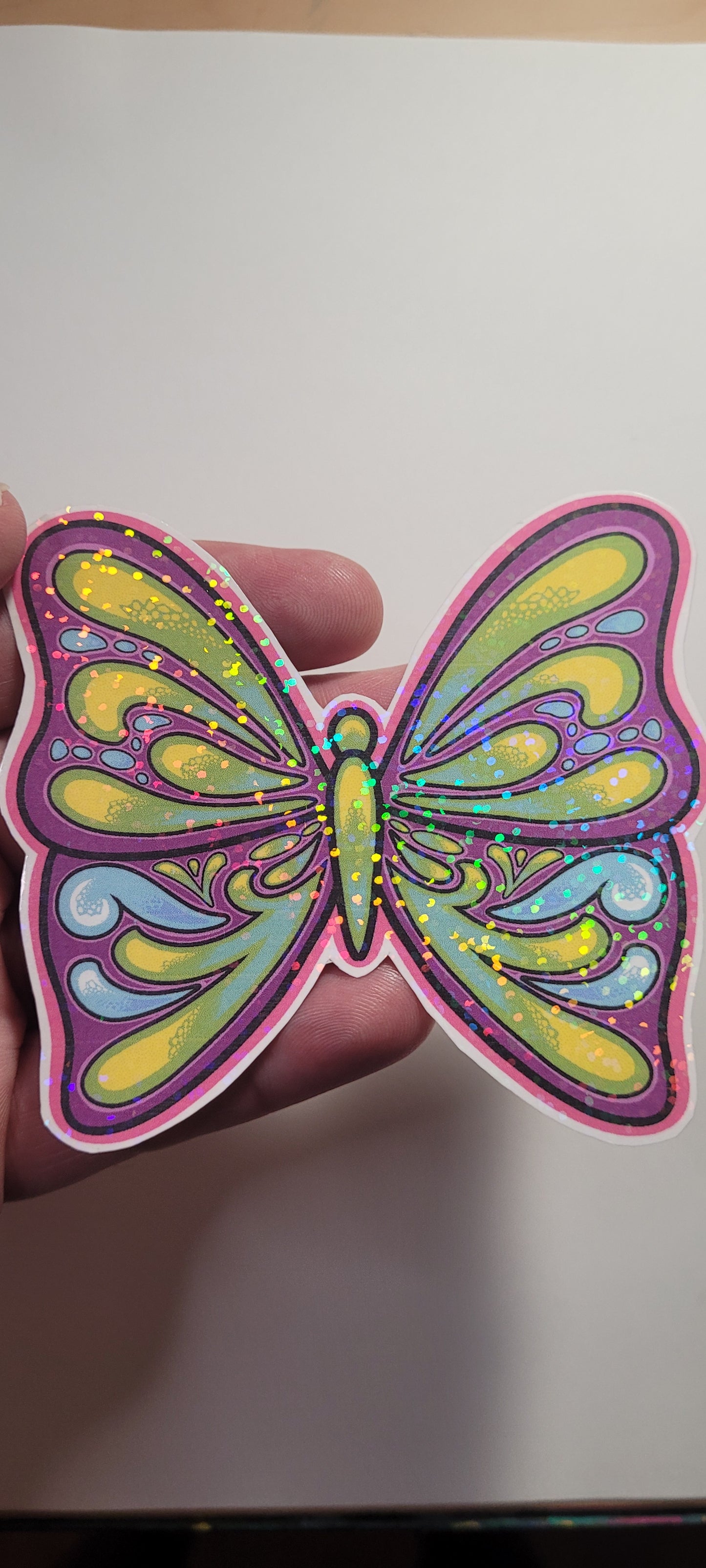 Holographic Buttefly Sticker- Green Glow