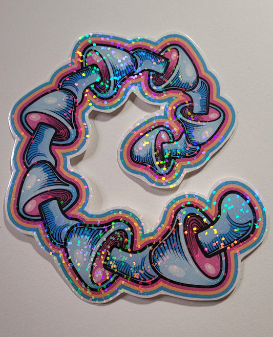 Psychedelic Swirling Mushroom Sticker