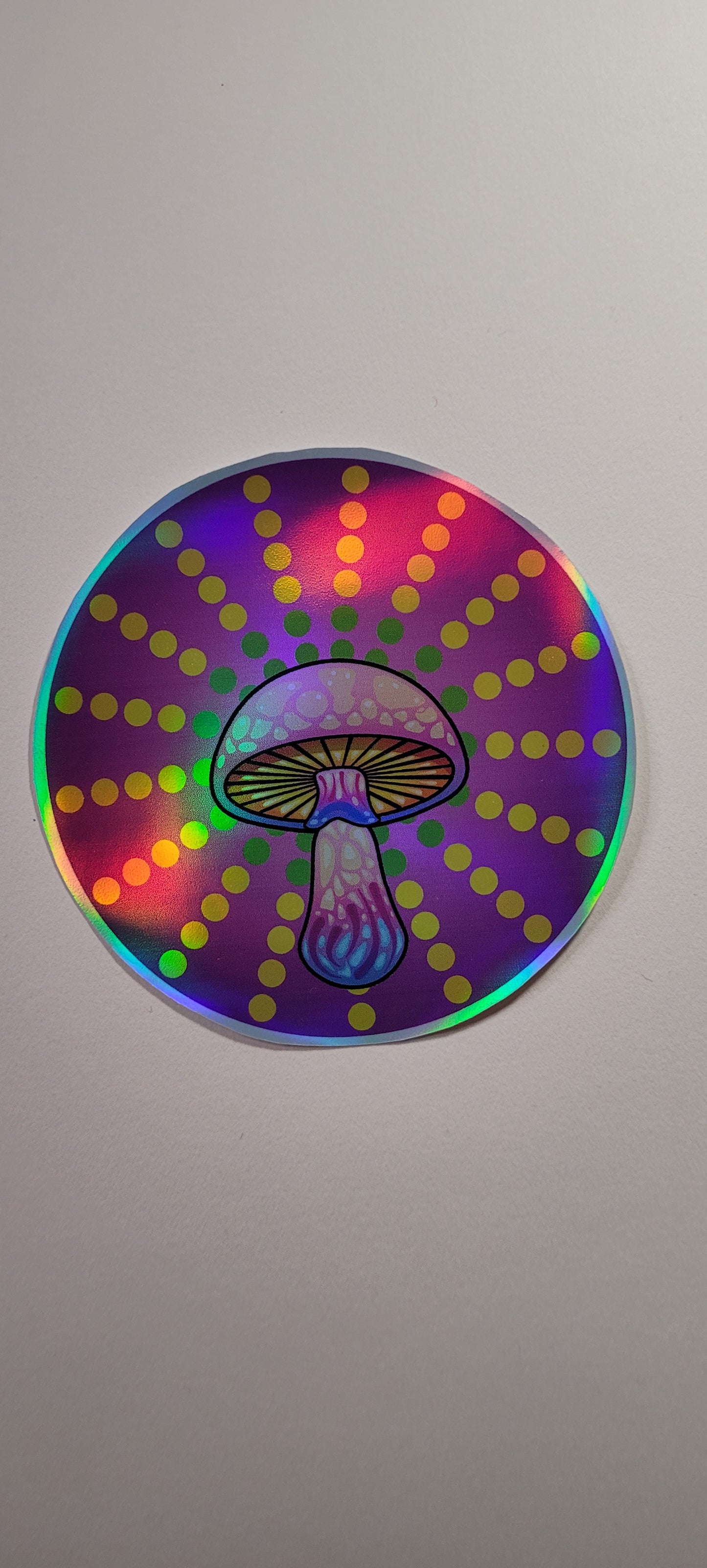 Holographic Mushroom Round Sticker