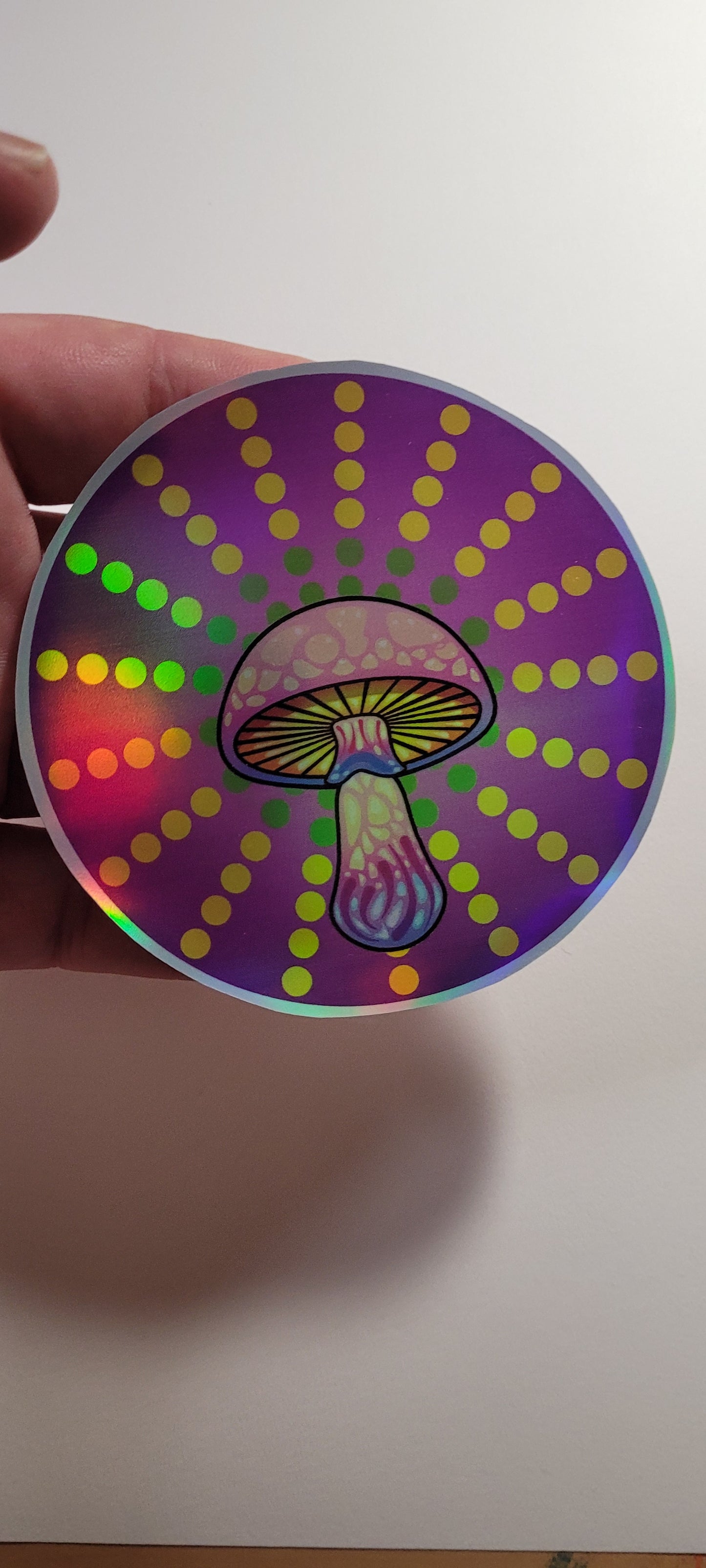 Holographic Mushroom Round Sticker