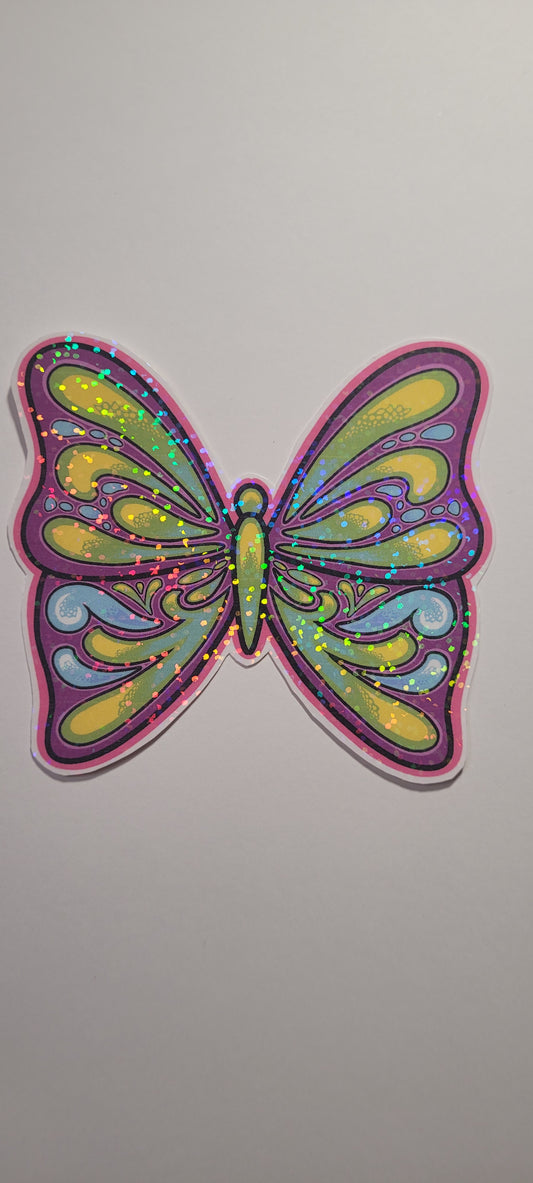 Holographic Buttefly Sticker- Green Glow