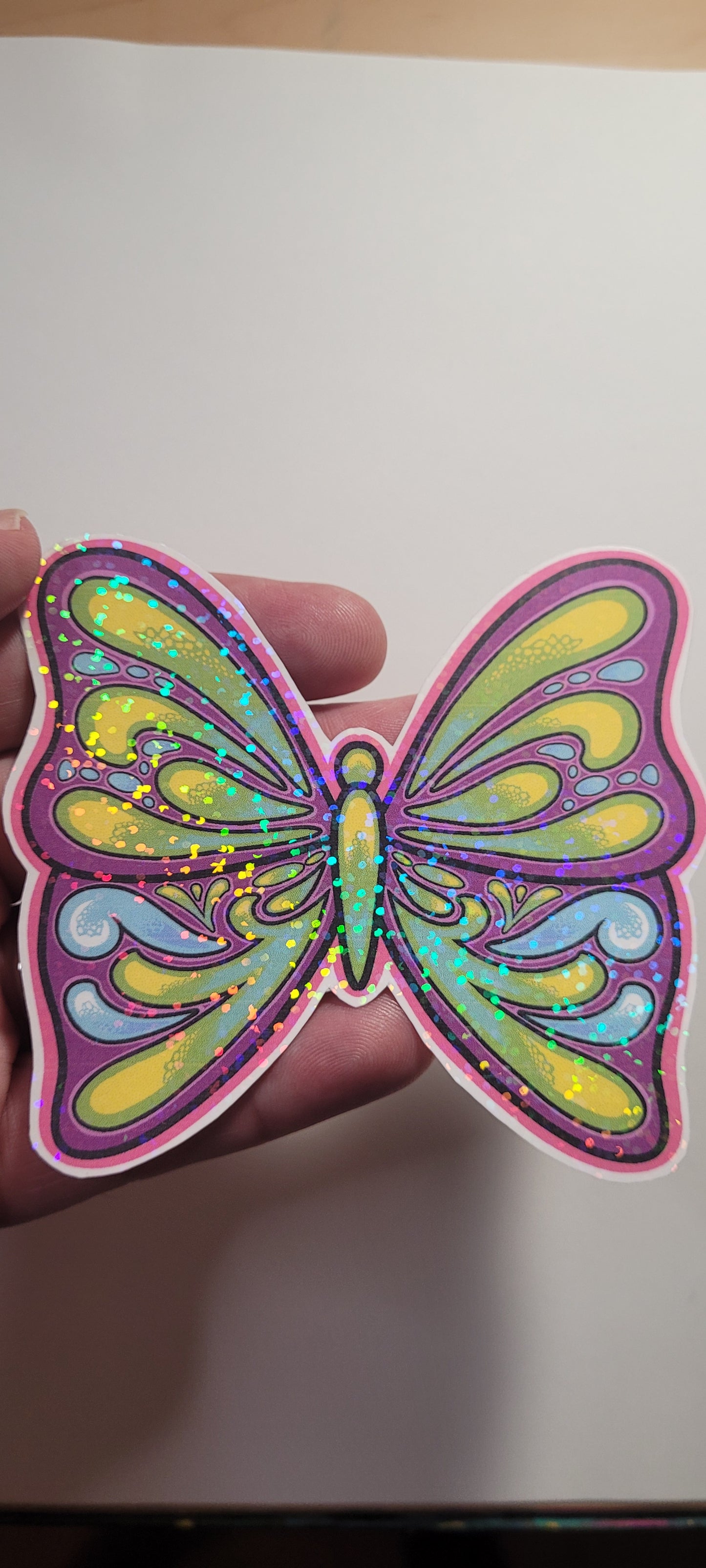 Holographic Buttefly Sticker- Green Glow