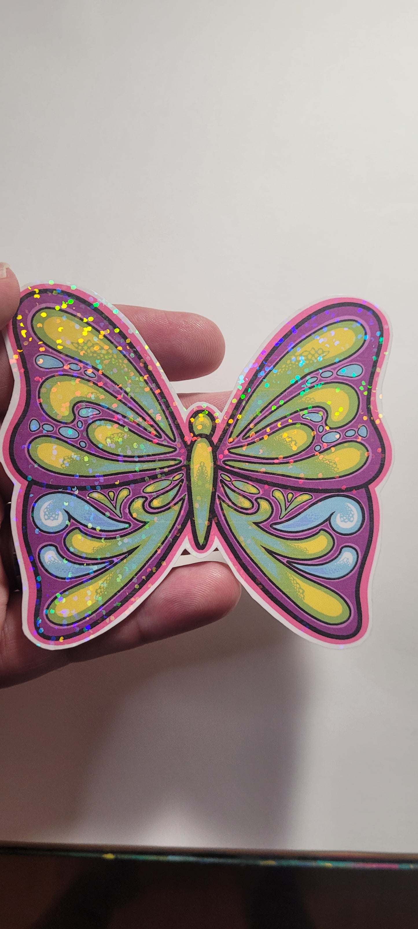 Holographic Buttefly Sticker- Green Glow
